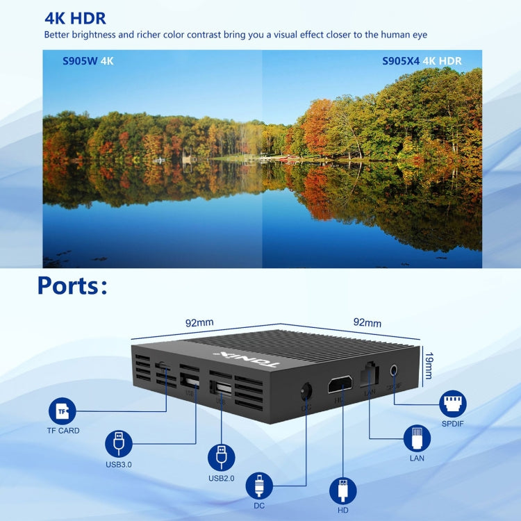 Tanix X4 - Smart TV Box con Android 11, Amlogic S905X4 de cuatro núcleos, 4 GB + 32 GB, wifi dual, Bluetooth