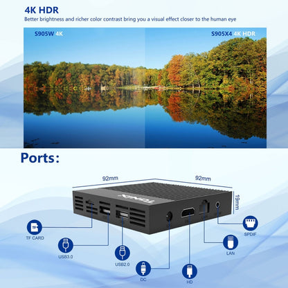 Tanix X4 - Smart TV Box con Android 11, Amlogic S905X4 de cuatro núcleos, 4 GB + 32 GB, wifi dual, Bluetooth