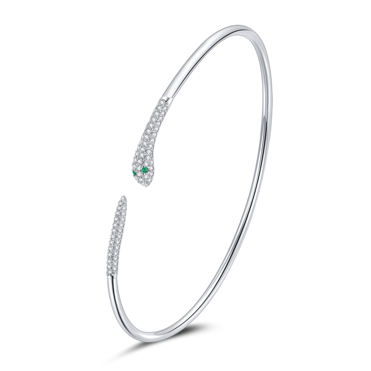 Pulsera abierta de serpiente de plata esterlina S925, joyería para mujer, serpiente