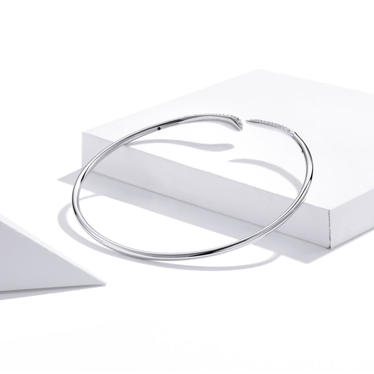 Pulsera abierta de serpiente de plata esterlina S925, joyería para mujer, serpiente