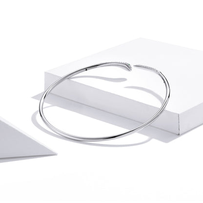 Pulsera abierta de serpiente de plata esterlina S925, joyería para mujer, serpiente