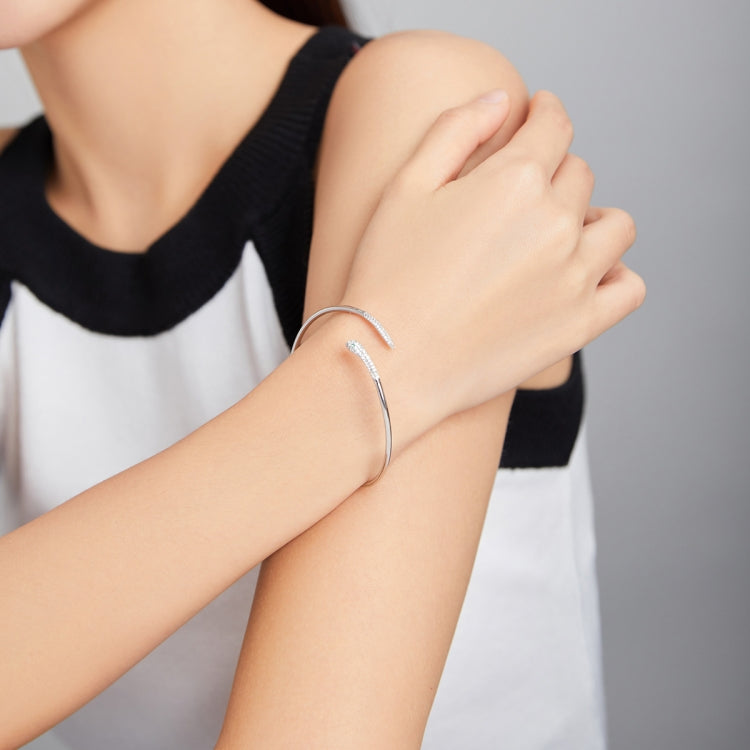 Pulsera abierta de serpiente de plata esterlina S925, joyería para mujer, serpiente