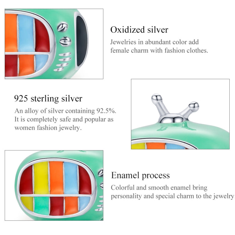 S925 Sterling Silver Mini Color TV Beads DIY Bracelet Necklace Accessories, Mini Color TV