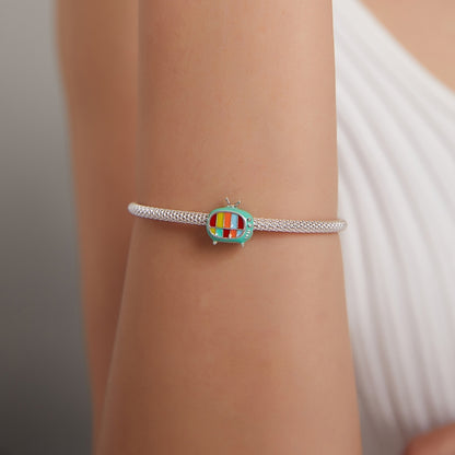S925 Sterling Silver Mini Color TV Beads DIY Bracelet Necklace Accessories, Mini Color TV