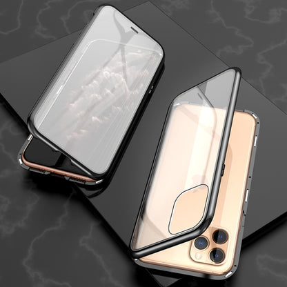 Ultra Slim Double Sides Magnetic Adsorption Angular Frame Tempered Glass Magnet Flip Case, For iPhone 11, For iPhone 11 Pro, For iPhone 11 Pro Max