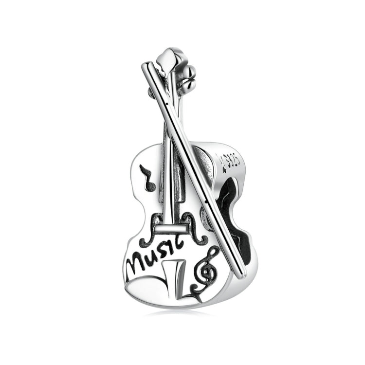 Cuentas de violín retro de plata esterlina S925, accesorios para pulsera y collar, violín retro