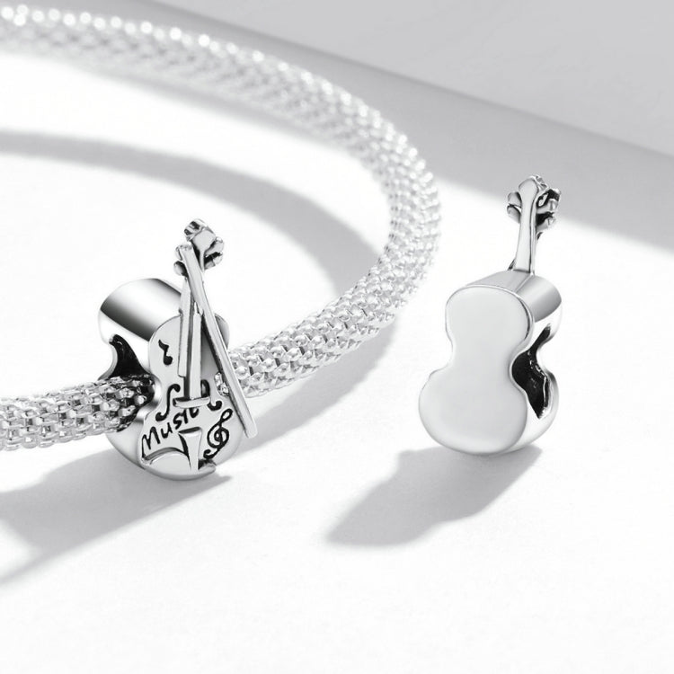 Cuentas de violín retro de plata esterlina S925, accesorios para pulsera y collar, violín retro