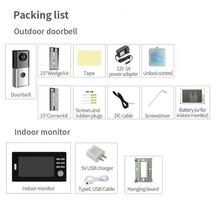 Timbre con video inalámbrico 2.4G 720P compatible con visión nocturna, conversación y monitoreo