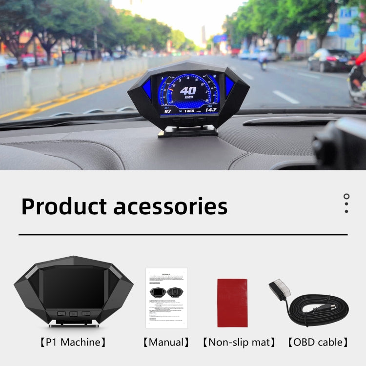 P1 3.5 inch Car OBD2 GPS HUD Head Up System Smart Digital Speedometer Meter Display, P1