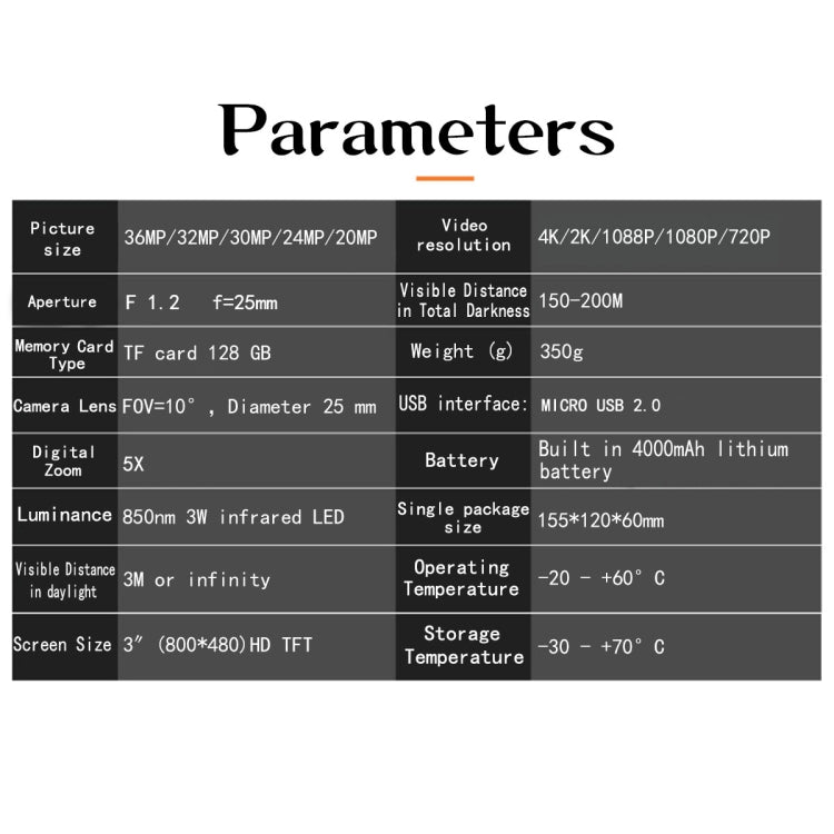 Binóculos NV4000 para caça ao ar livre com visão noturna 4K HD.