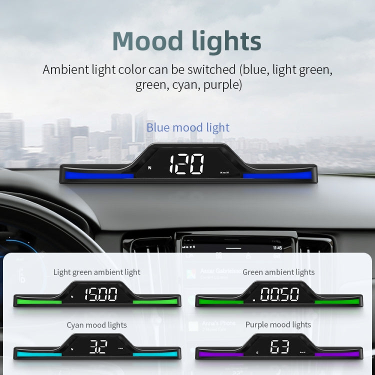 G15 Car HD GPS Head-Up Display with Color Changing Ambient Light, G15
