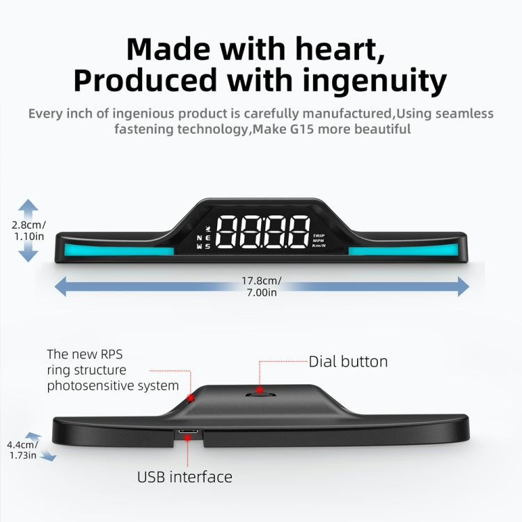 G15 Car HD GPS Head-Up Display with Color Changing Ambient Light, G15