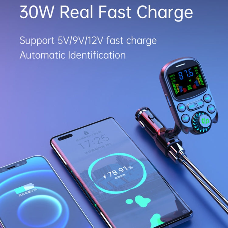 BC86 Colorful Screen Car Bluetooth 5.3 FM Transmitter MP3 Player, BC86