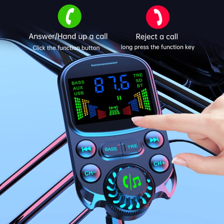 BC86 Colorful Screen Car Bluetooth 5.3 FM Transmitter MP3 Player, BC86