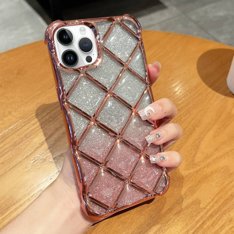3D Diamond Lattice Laser Engraving Glitter Paper Phone Case, For iPhone 12 / 12 Pro, For iPhone 12 Pro Max, For iPhone 11 Pro Max, For iPhone 11