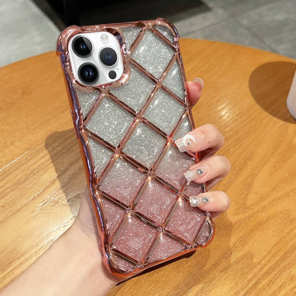 3D Diamond Lattice Laser Engraving Glitter Paper Phone Case, For iPhone 12 / 12 Pro, For iPhone 12 Pro Max, For iPhone 11 Pro Max, For iPhone 11