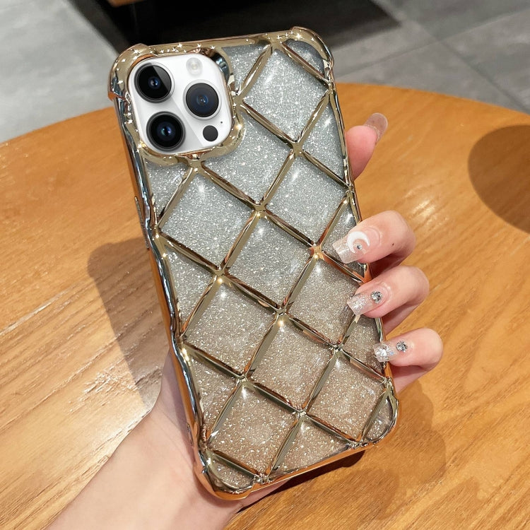 3D Diamond Lattice Laser Engraving Glitter Paper Phone Case, For iPhone 12 / 12 Pro, For iPhone 12 Pro Max, For iPhone 11 Pro Max, For iPhone 11