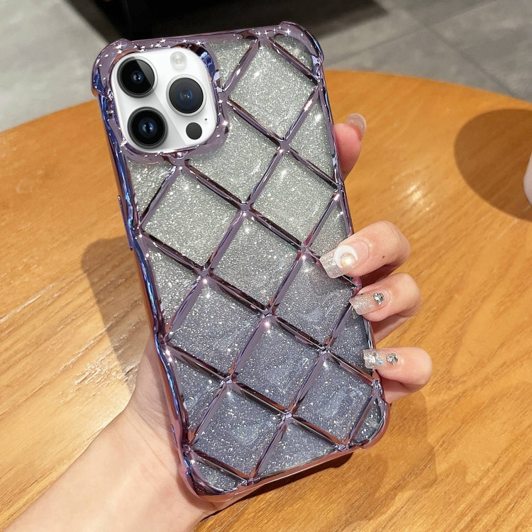 3D Diamond Lattice Laser Engraving Glitter Paper Phone Case, For iPhone 12 / 12 Pro, For iPhone 12 Pro Max, For iPhone 11 Pro Max, For iPhone 11