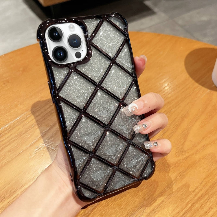 3D Diamond Lattice Laser Engraving Glitter Paper Phone Case, For iPhone 12 / 12 Pro, For iPhone 12 Pro Max, For iPhone 11 Pro Max, For iPhone 11