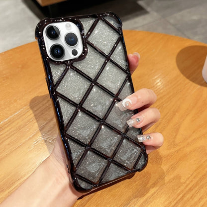 3D Diamond Lattice Laser Engraving Glitter Paper Phone Case, For iPhone 12 / 12 Pro, For iPhone 12 Pro Max, For iPhone 11 Pro Max, For iPhone 11