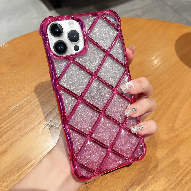 3D Diamond Lattice Laser Engraving Glitter Paper Phone Case, For iPhone 12 / 12 Pro, For iPhone 12 Pro Max, For iPhone 11 Pro Max, For iPhone 11