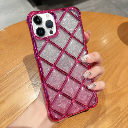 3D Diamond Lattice Laser Engraving Glitter Paper Phone Case, For iPhone 12 / 12 Pro, For iPhone 12 Pro Max, For iPhone 11 Pro Max, For iPhone 11