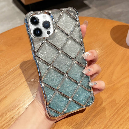 3D Diamond Lattice Laser Engraving Glitter Paper Phone Case, For iPhone 12 / 12 Pro, For iPhone 12 Pro Max, For iPhone 11 Pro Max, For iPhone 11