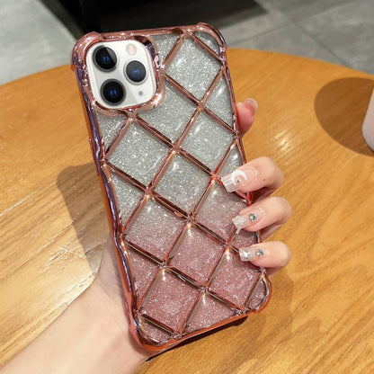 3D Diamond Lattice Laser Engraving Glitter Paper Phone Case, For iPhone 12 / 12 Pro, For iPhone 12 Pro Max, For iPhone 11 Pro Max, For iPhone 11