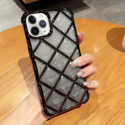 3D Diamond Lattice Laser Engraving Glitter Paper Phone Case, For iPhone 12 / 12 Pro, For iPhone 12 Pro Max, For iPhone 11 Pro Max, For iPhone 11
