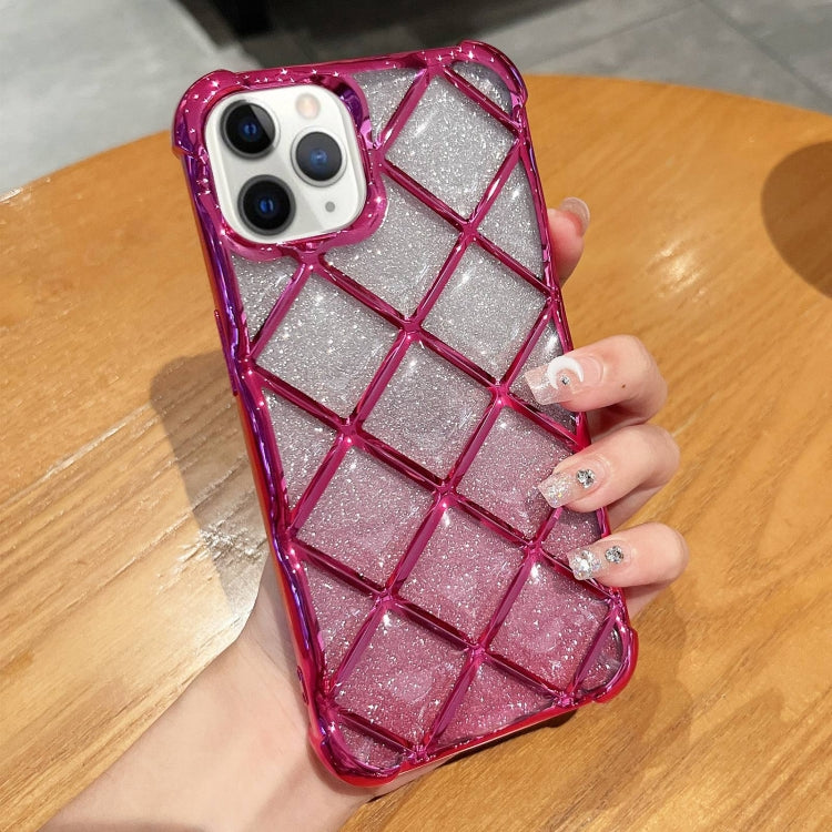 3D Diamond Lattice Laser Engraving Glitter Paper Phone Case, For iPhone 12 / 12 Pro, For iPhone 12 Pro Max, For iPhone 11 Pro Max, For iPhone 11