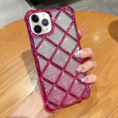 3D Diamond Lattice Laser Engraving Glitter Paper Phone Case, For iPhone 12 / 12 Pro, For iPhone 12 Pro Max, For iPhone 11 Pro Max, For iPhone 11