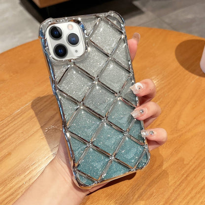 3D Diamond Lattice Laser Engraving Glitter Paper Phone Case, For iPhone 12 / 12 Pro, For iPhone 12 Pro Max, For iPhone 11 Pro Max, For iPhone 11