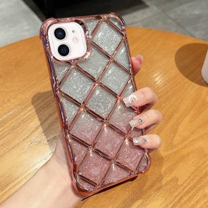 3D Diamond Lattice Laser Engraving Glitter Paper Phone Case, For iPhone 12 / 12 Pro, For iPhone 12 Pro Max, For iPhone 11 Pro Max, For iPhone 11