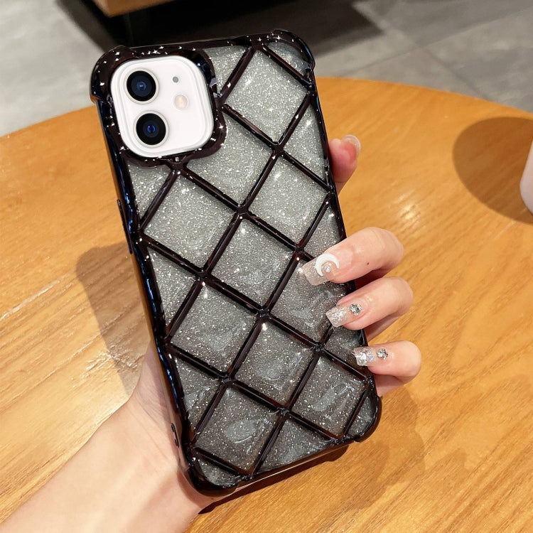 3D Diamond Lattice Laser Engraving Glitter Paper Phone Case, For iPhone 12 / 12 Pro, For iPhone 12 Pro Max, For iPhone 11 Pro Max, For iPhone 11