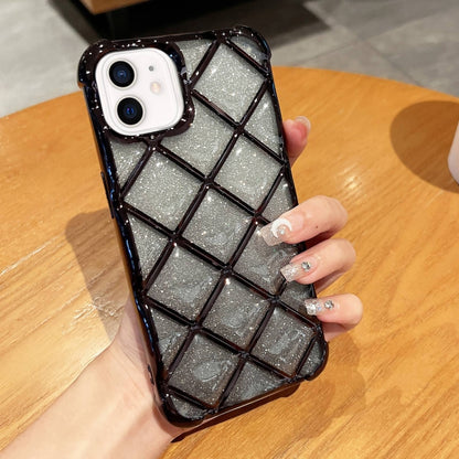 3D Diamond Lattice Laser Engraving Glitter Paper Phone Case, For iPhone 12 / 12 Pro, For iPhone 12 Pro Max, For iPhone 11 Pro Max, For iPhone 11