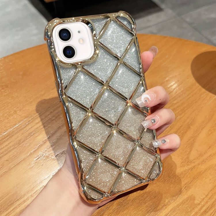 3D Diamond Lattice Laser Engraving Glitter Paper Phone Case, For iPhone 12 / 12 Pro, For iPhone 12 Pro Max, For iPhone 11 Pro Max, For iPhone 11