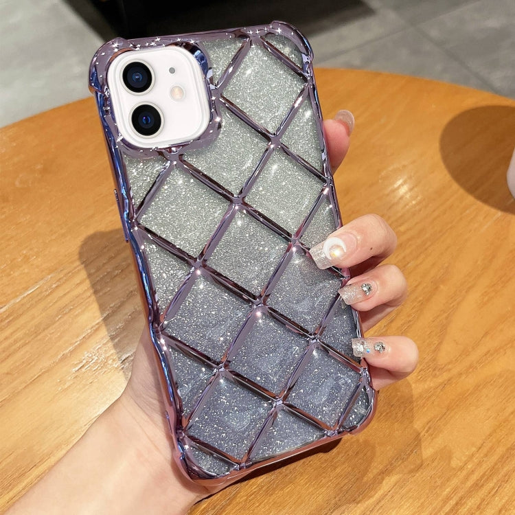 3D Diamond Lattice Laser Engraving Glitter Paper Phone Case, For iPhone 12 / 12 Pro, For iPhone 12 Pro Max, For iPhone 11 Pro Max, For iPhone 11