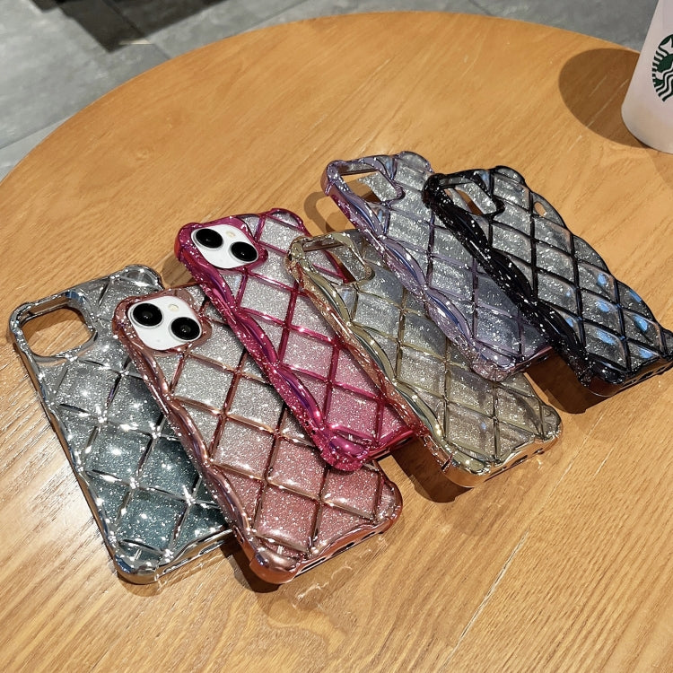 3D Diamond Lattice Laser Engraving Glitter Paper Phone Case, For iPhone 12 / 12 Pro, For iPhone 12 Pro Max, For iPhone 11 Pro Max, For iPhone 11