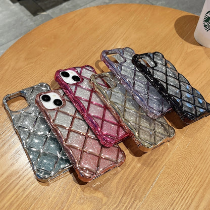 3D Diamond Lattice Laser Engraving Glitter Paper Phone Case, For iPhone 12 / 12 Pro, For iPhone 12 Pro Max, For iPhone 11 Pro Max, For iPhone 11