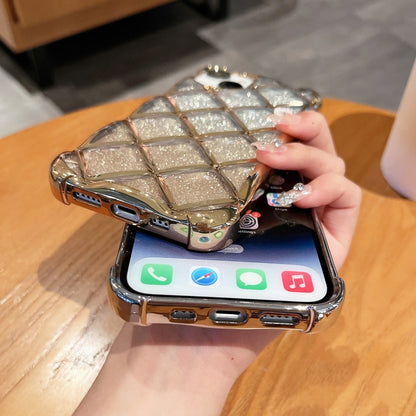 3D Diamond Lattice Laser Engraving Glitter Paper Phone Case, For iPhone 12 / 12 Pro, For iPhone 12 Pro Max, For iPhone 11 Pro Max, For iPhone 11