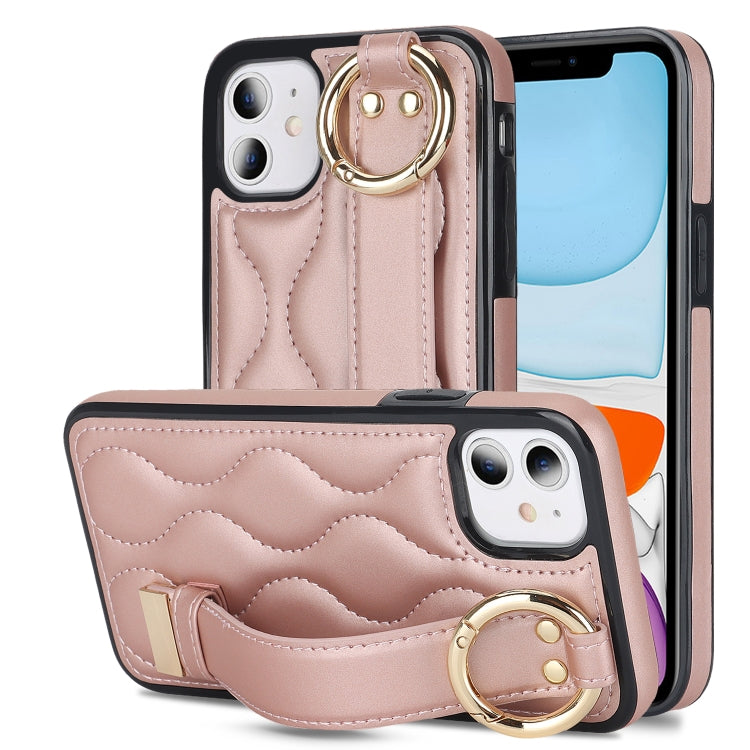 Non-slip Full Coverage Ring PU Phone Case with Wristband, For iPhone 12 Pro / 12, For iPhone 12 Pro Max, For iPhone 12 mini, For iPhone 11 Pro Max, For iPhone 11, For iPhone 11 Pro