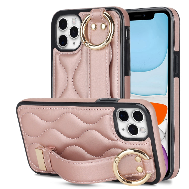 Non-slip Full Coverage Ring PU Phone Case with Wristband, For iPhone 12 Pro / 12, For iPhone 12 Pro Max, For iPhone 12 mini, For iPhone 11 Pro Max, For iPhone 11, For iPhone 11 Pro