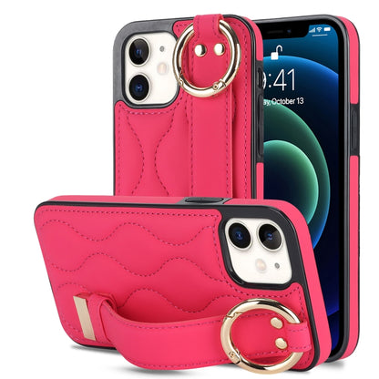 Non-slip Full Coverage Ring PU Phone Case with Wristband, For iPhone 12 Pro / 12, For iPhone 12 Pro Max, For iPhone 12 mini, For iPhone 11 Pro Max, For iPhone 11, For iPhone 11 Pro