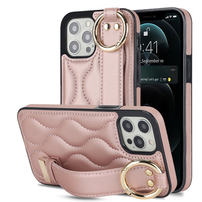 Non-slip Full Coverage Ring PU Phone Case with Wristband, For iPhone 12 Pro / 12, For iPhone 12 Pro Max, For iPhone 12 mini, For iPhone 11 Pro Max, For iPhone 11, For iPhone 11 Pro
