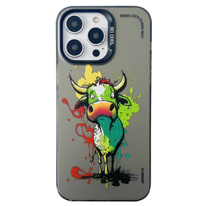 Double Layer Color Silver Series Animal Oil Painting Phone Case, For iPhone 12, For iPhone 12 Pro Max