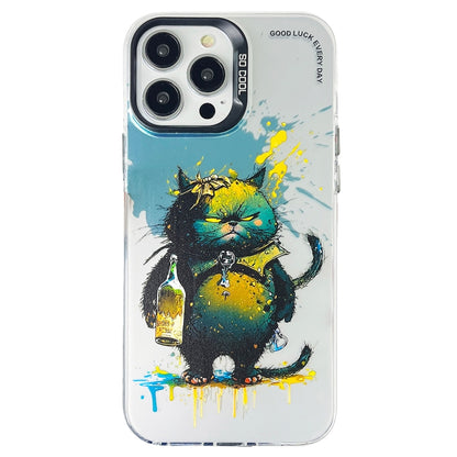 Double Layer Color Silver Series Animal Oil Painting Phone Case, For iPhone 12, For iPhone 12 Pro Max