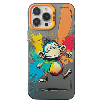 Double Layer Color Silver Series Animal Oil Painting Phone Case, For iPhone 12, For iPhone 12 Pro Max