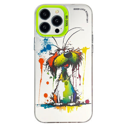 Double Layer Color Silver Series Animal Oil Painting Phone Case, For iPhone 12 Pro, For iPhone 11