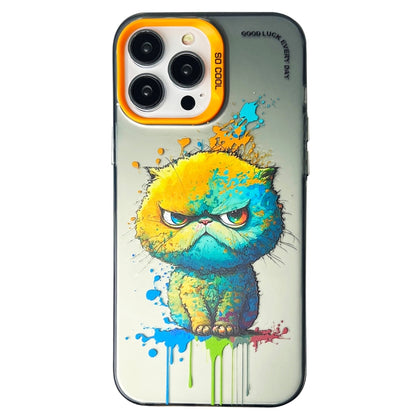 Double Layer Color Silver Series Animal Oil Painting Phone Case, For iPhone 12 Pro, For iPhone 11