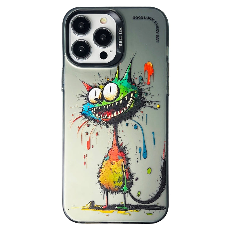 Double Layer Color Silver Series Animal Oil Painting Phone Case, For iPhone 12 Pro, For iPhone 11
